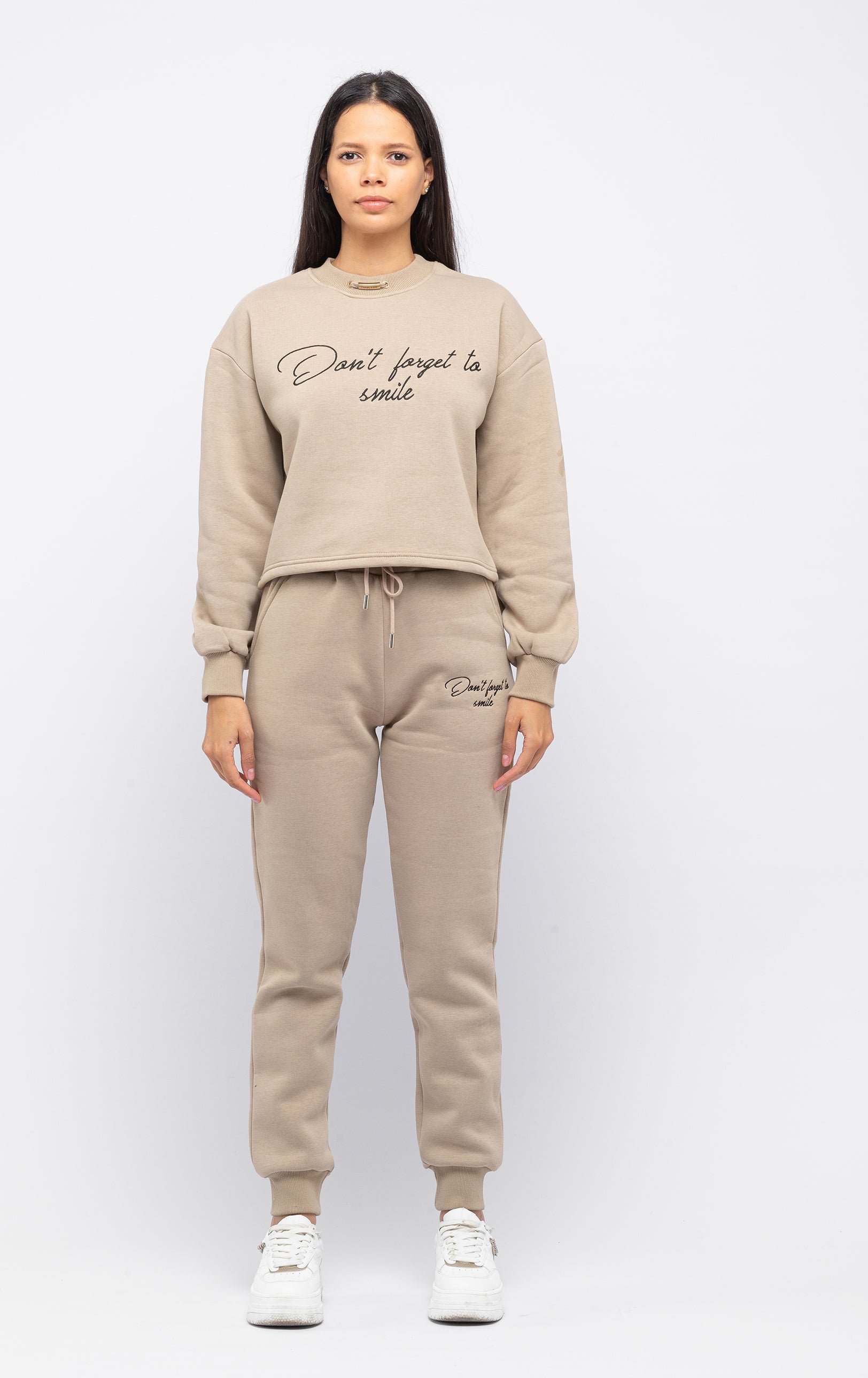 Tom Barron Damen Freizeit-Trainingsanzug-Set mit Smile-Stickerei