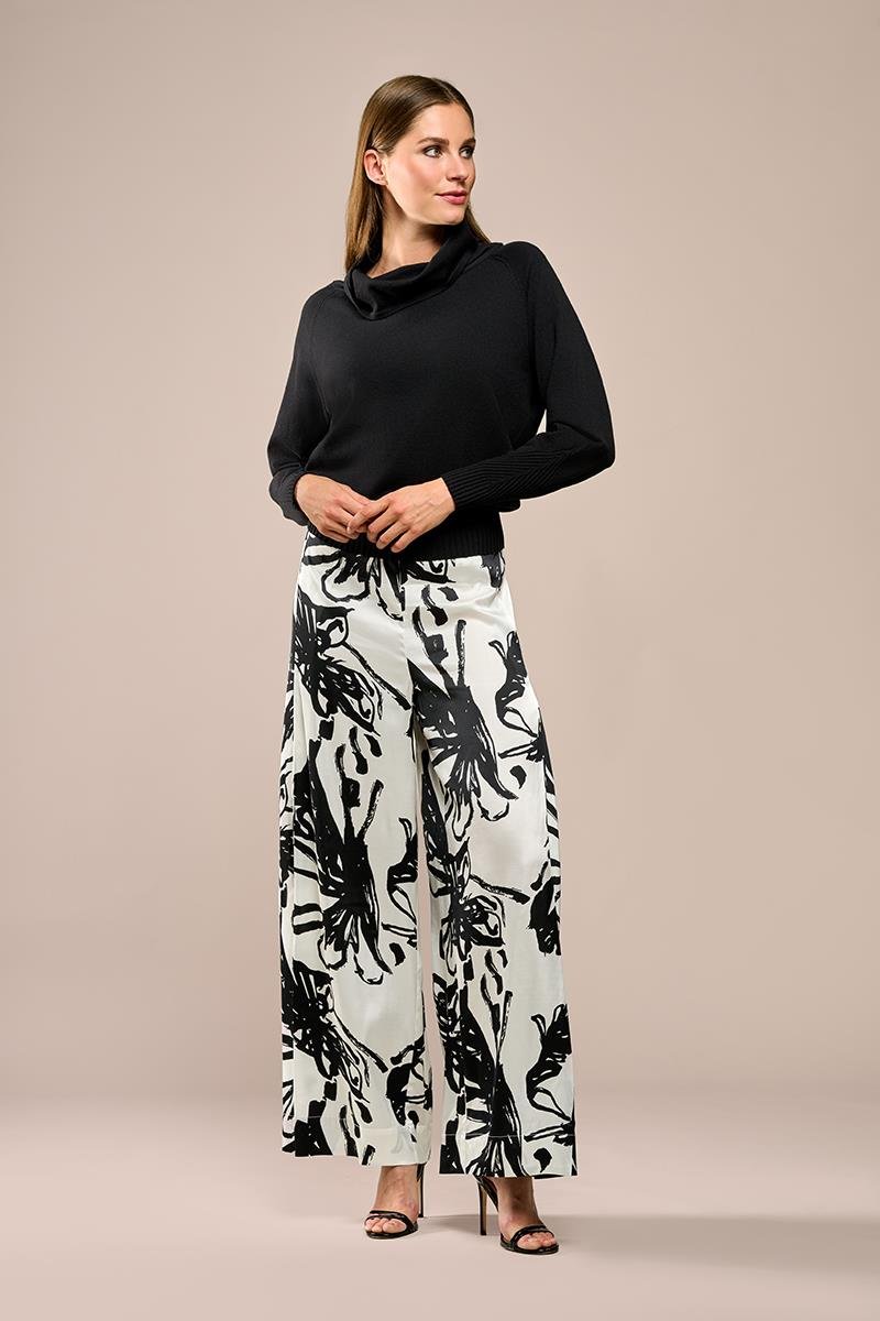 Hose mit Cassandra-Print Schwarz/Weiß