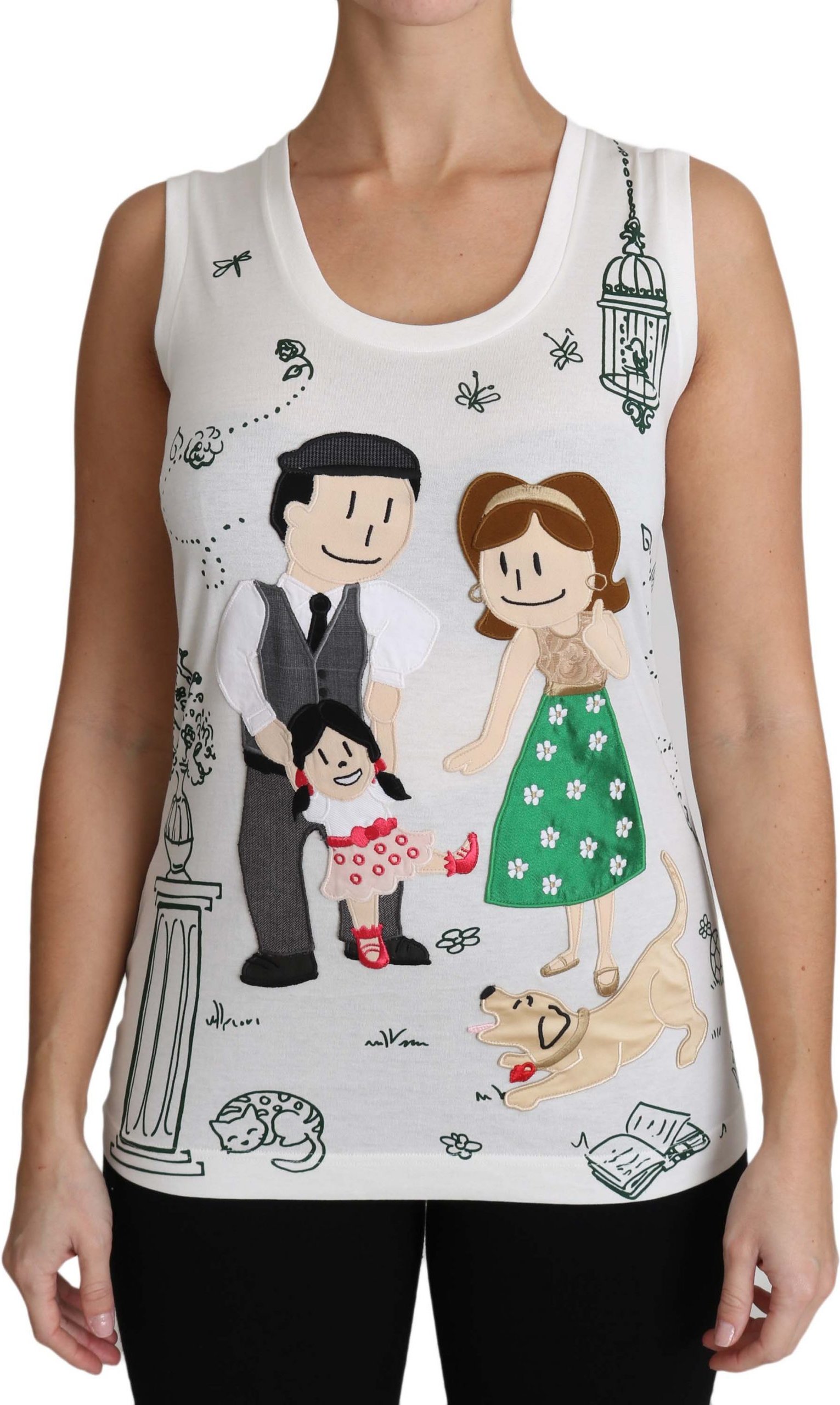 Dolce & Gabbana Weißer Baumwolle #gdfamily Ärmelloses Shirt Tanktop