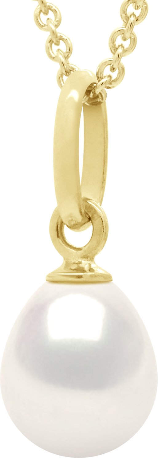 Perlenanhänger aus Gelbgold 375 und echter Süßwasser-Zuchtperle Birne 6-7 mm