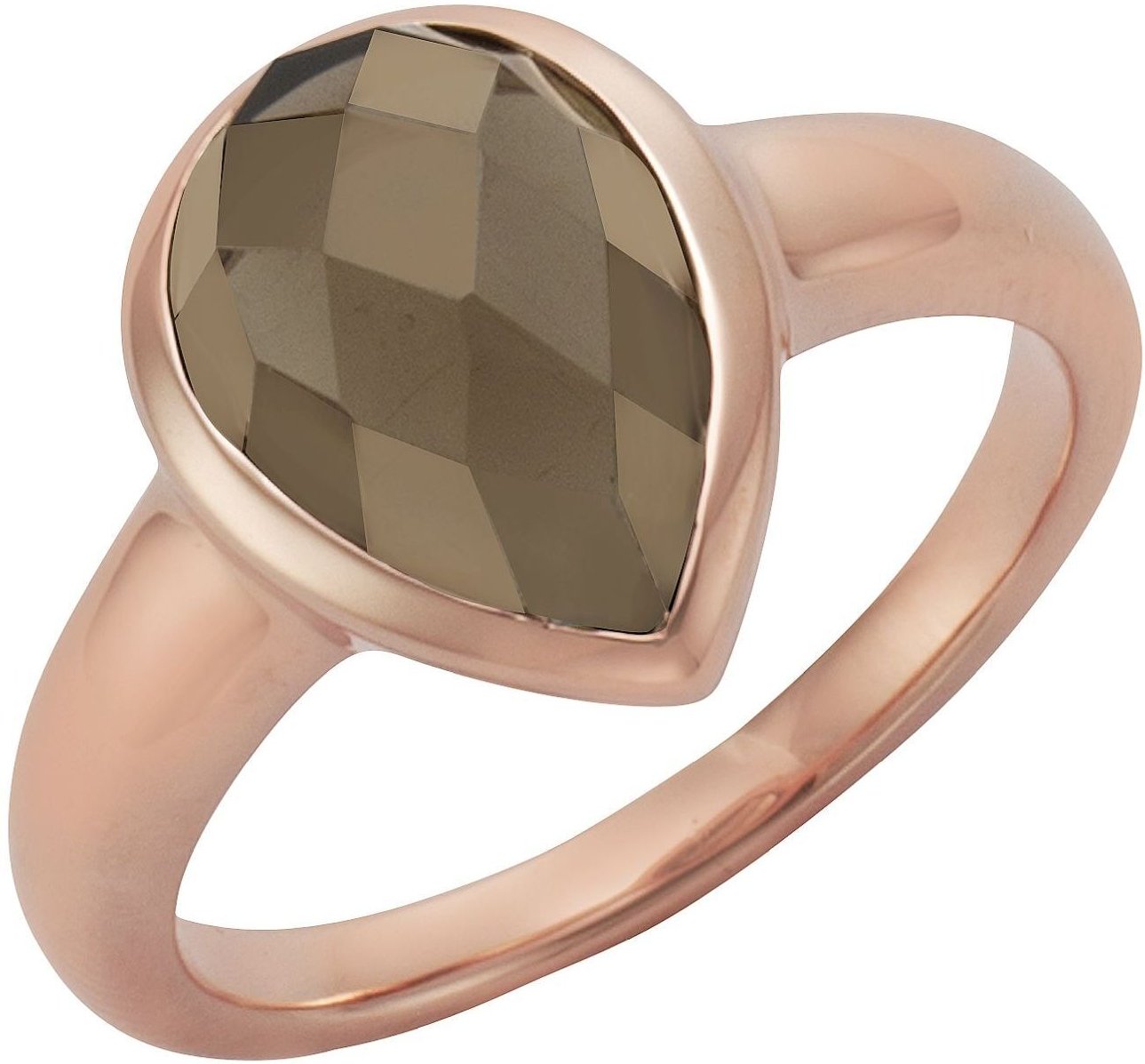 Jamelli Ring 925 Silber rosé vergoldet Rauchquarz