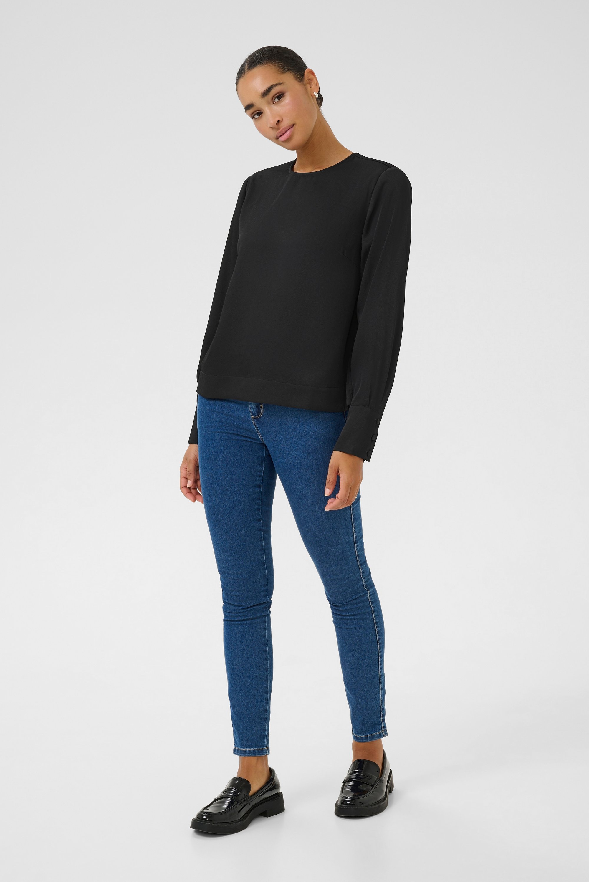 Langarm-Bluse Regular fit Black