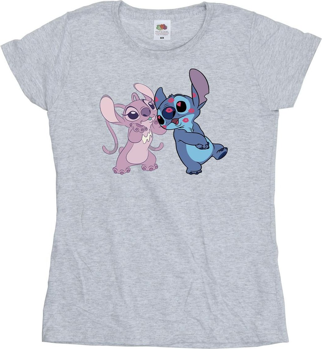 Disney - "Lilo & Stitch Kisses" T-Shirt für Damen (Grau)