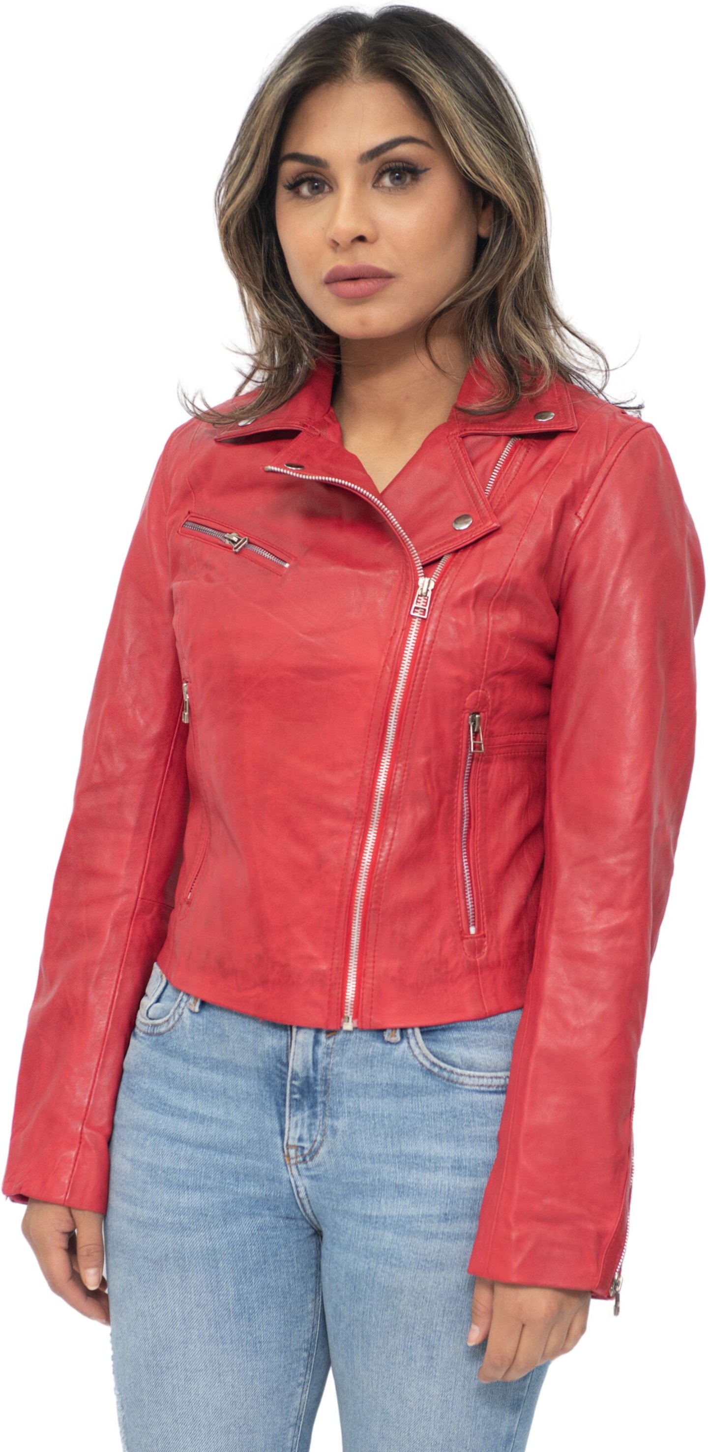 Damen-Bikerjacke aus Leder – Sansibar