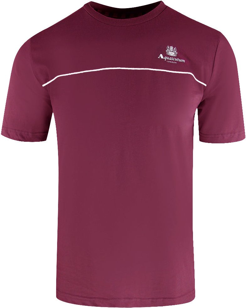Aquascutum Active T-shirt Mit Piping-design, Burgunderrot