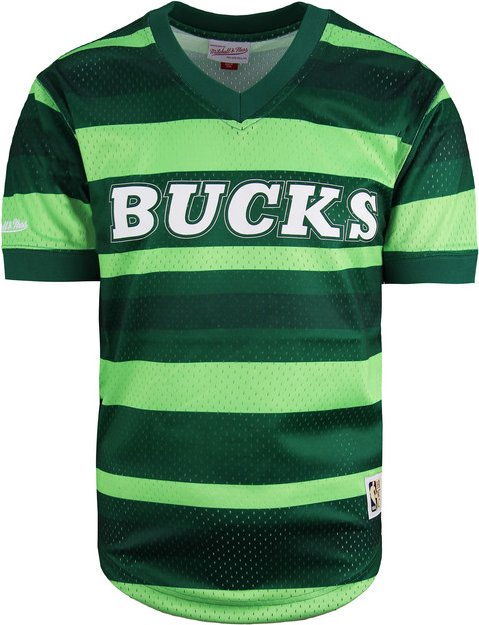 Mitchell & Ness NBA Bucks Wordmark Mesh Mens T-Shirt