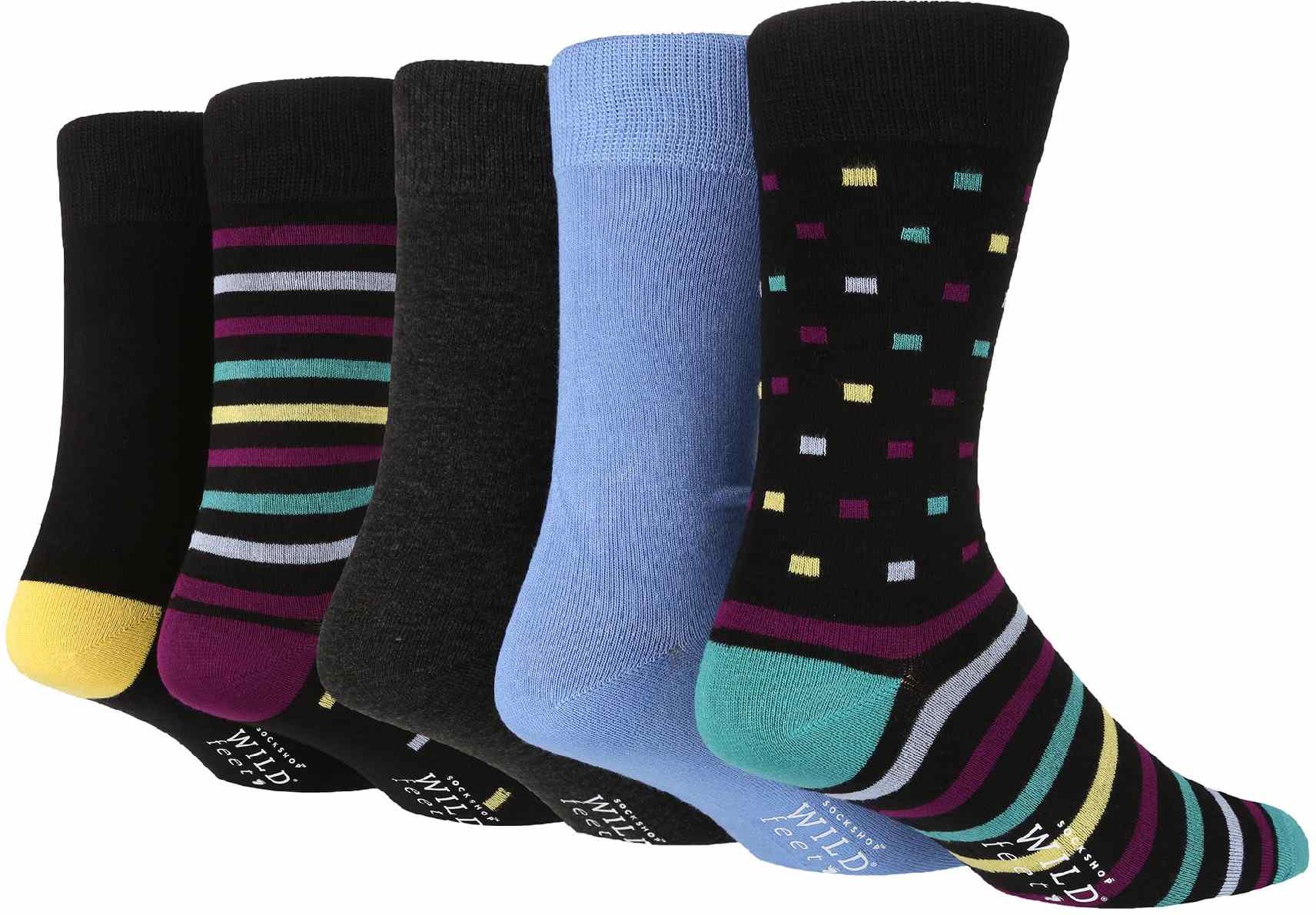 Thumbnail - 5er-Pack Herren Bunte Gestreifte Bambus-Anzugsocken