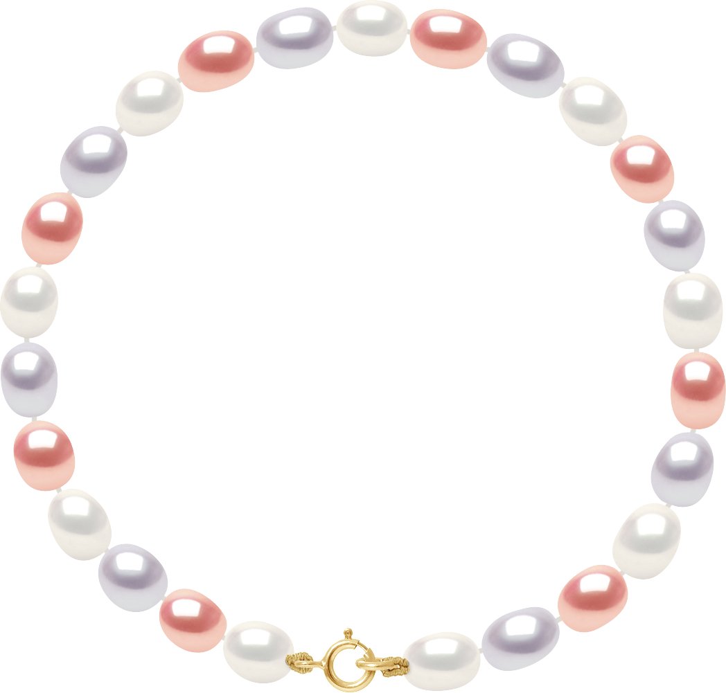 DIADEMA - Armband - Echte Süßwasserperlen - Pastell mehrfarbig - Gelbgold