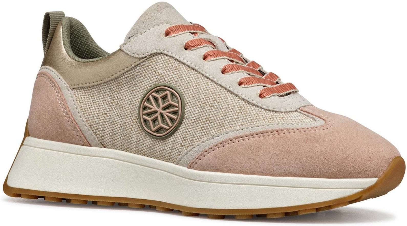 Geox D AMABEL Synthetische Polyurethan Damen Trainer in Hellbeige/Hellbraun