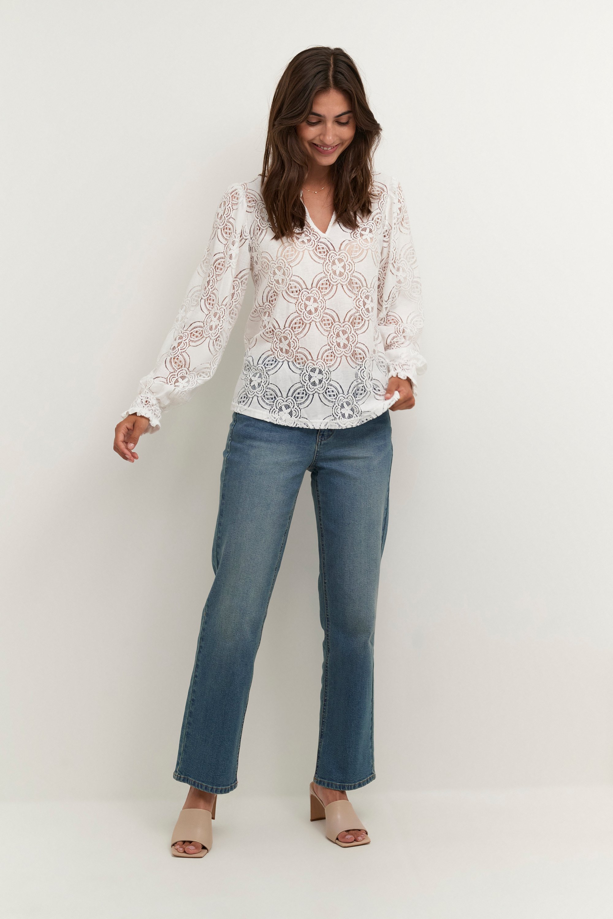 Langarm-Bluse Relaxed fit Spring Gardenia white