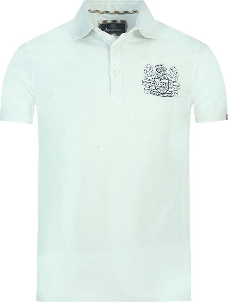 Aquascutum Aldis Crest Brust Logo Weißes Polo-Shirt