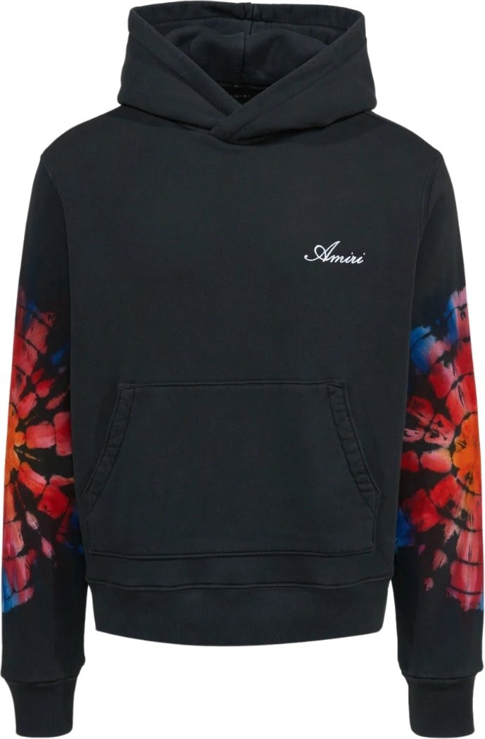 Amiri Spot Tie Dye Sleeves Schwarzer Kapuzenpullover
