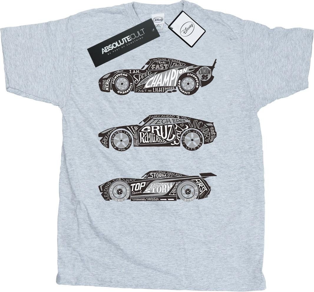 Disney - "Cars Text Racers" T-Shirt für Herren (Grau)