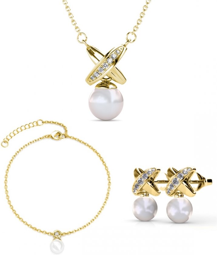 Chris Perlenkristall Set und Box - Gold und Kristall