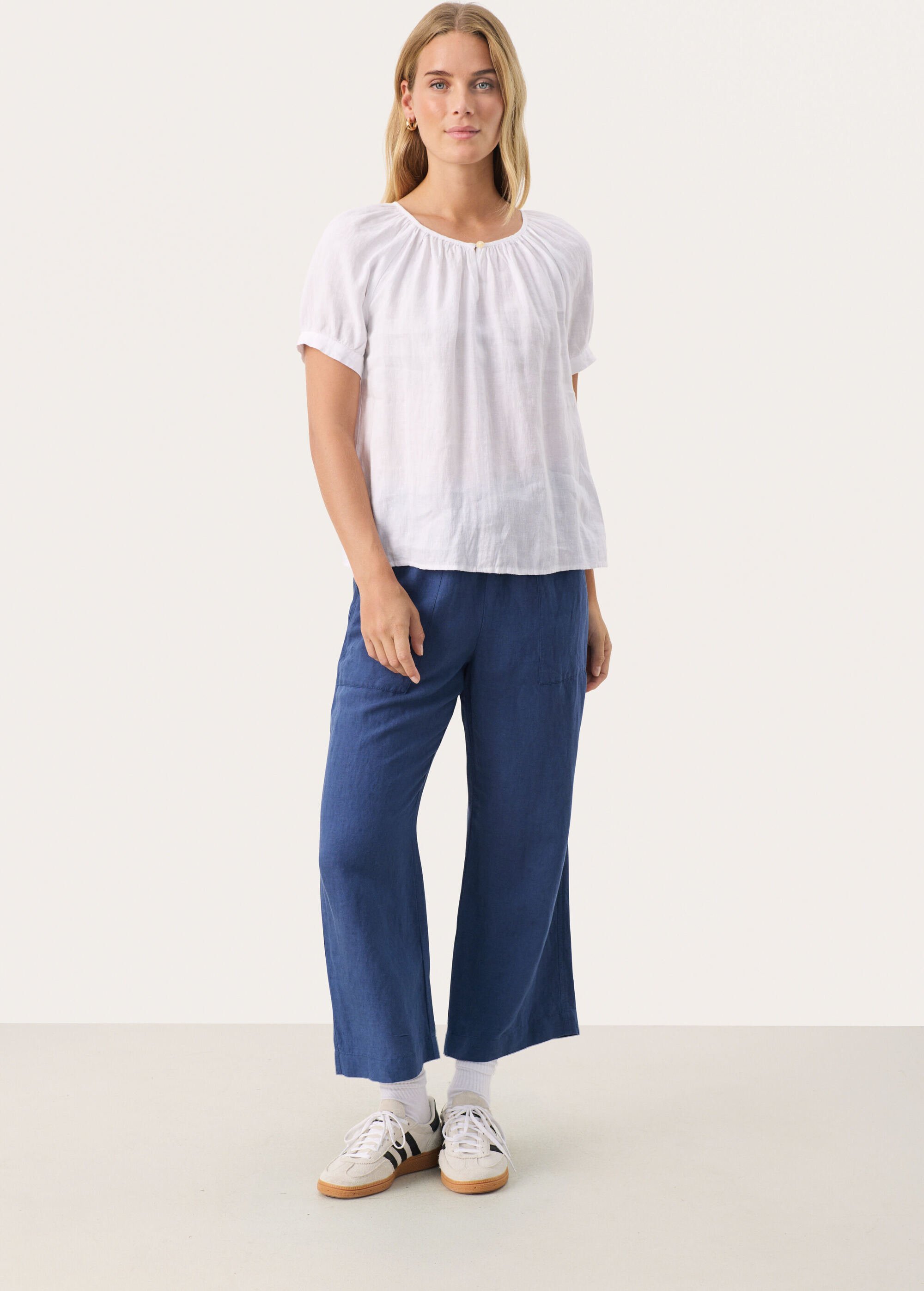Kurzarm-Bluse Gerade Passform Bright White