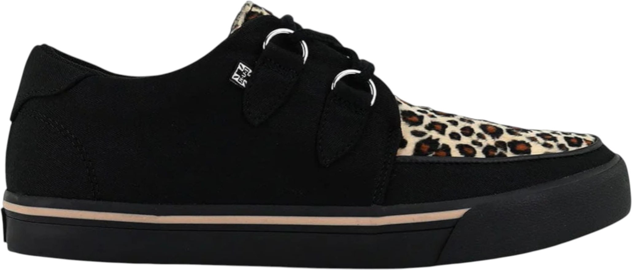 TUK Pointed Creeper Sneaker Schwarze Leopardenmuster Canvas Plateau-Schuhe - A9180