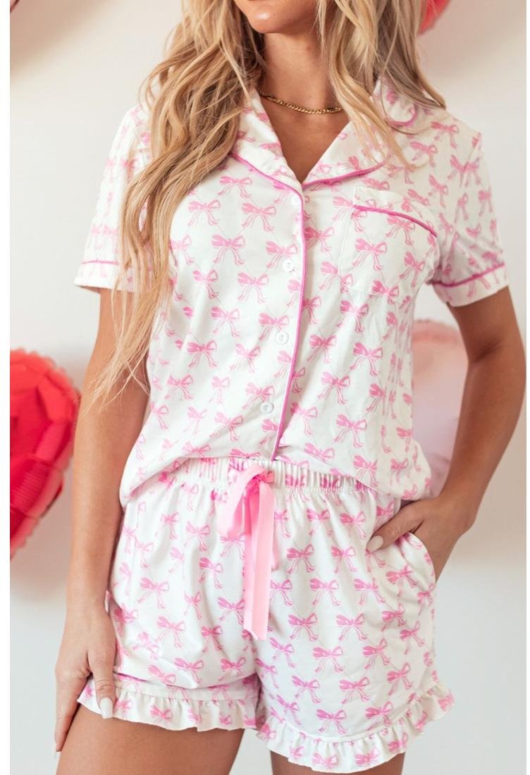 Thumbnail - Lounge-Set mit Schleifenhemd und Shorts mit Kordelzug und Taschen
