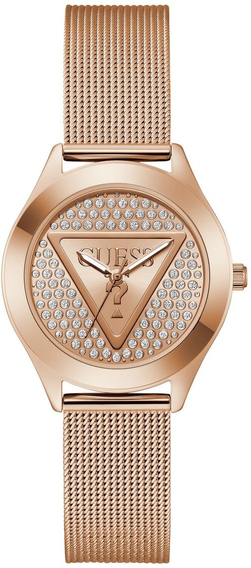 Guess Glitz Plaque roségold Damen Armbanduhr GW0835L3