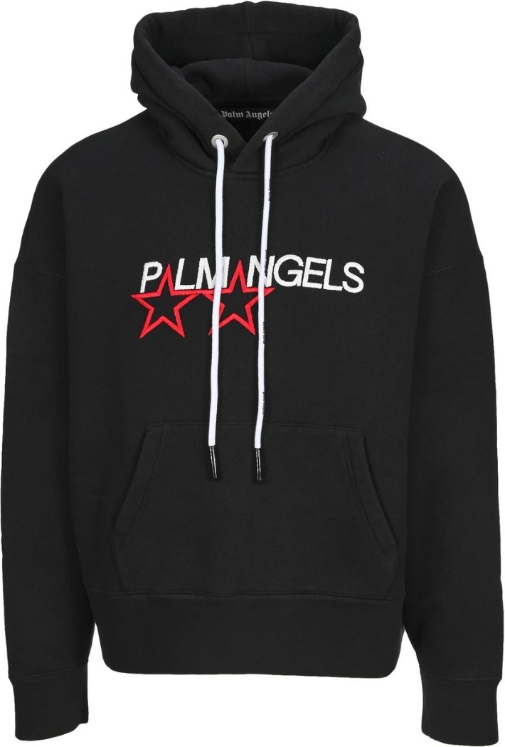 Palm Angels Gestickte Sterne Logo Schwarz Hoodie