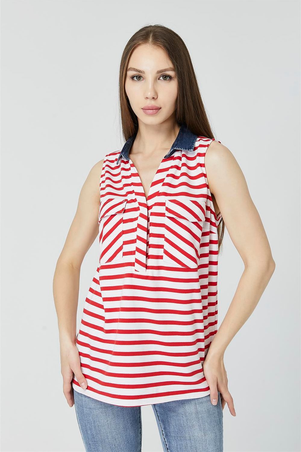 Gestreiftes Jersey-Bluse
