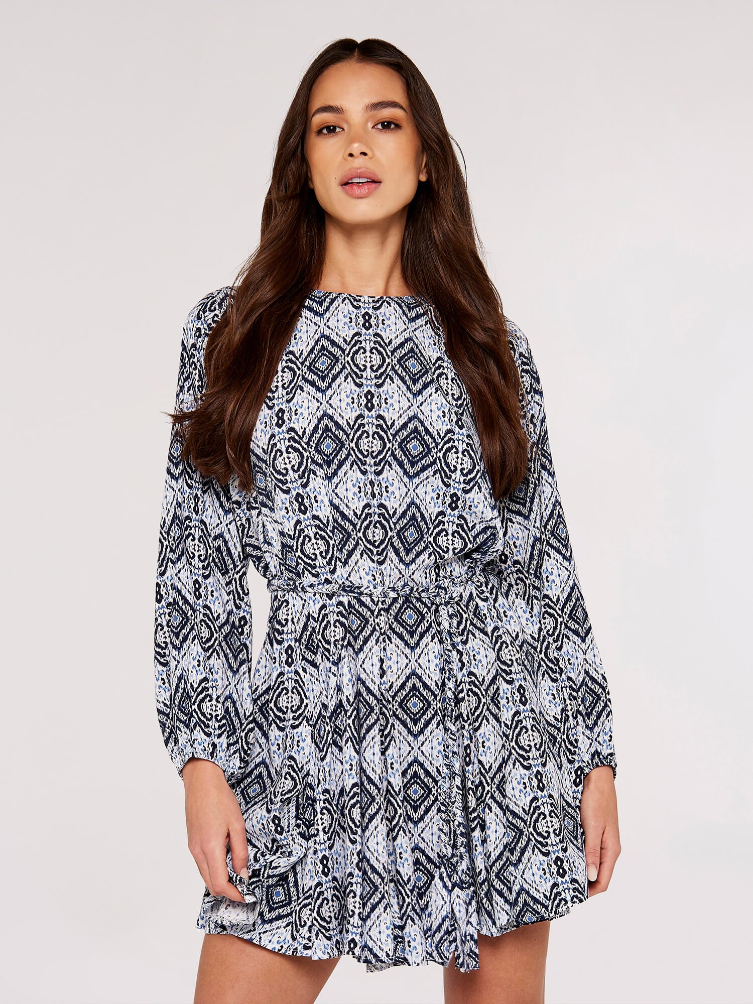 Thumbnail - Apricot Ikat-Minikleid