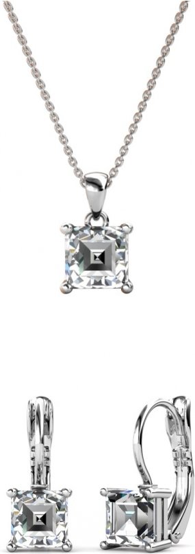 Parure et Coffret Square - Argenté et Cristal