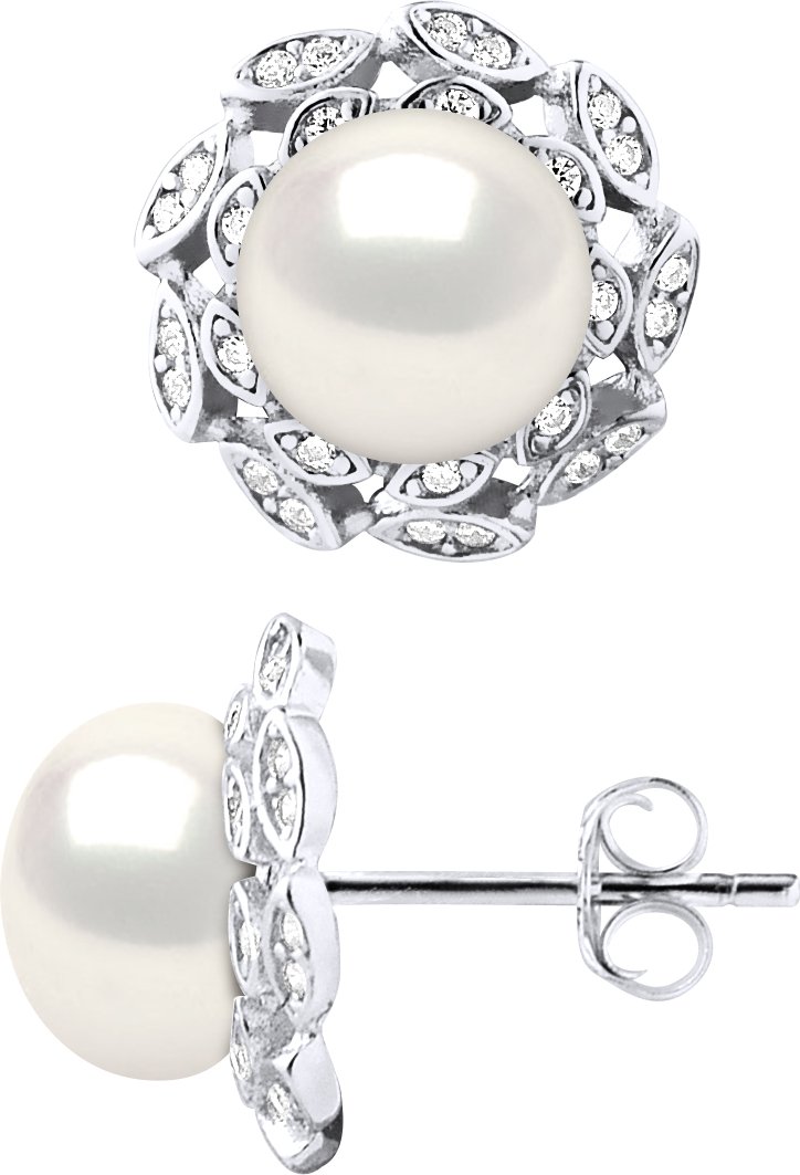 Thumbnail - Ohrringe aus echten Süßwasser-Zuchtperlen, Knopfgröße 8–9 mm