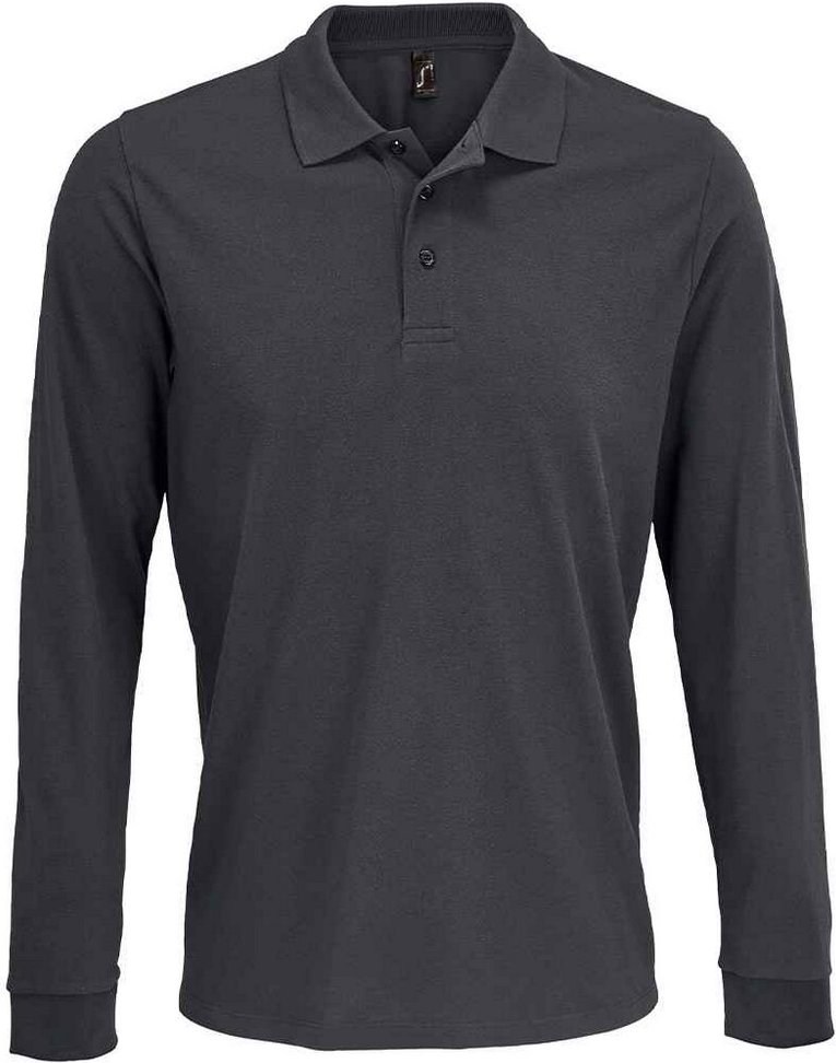 SOLS Unisex Adult Prime Pique Langarm-Poloshirt (Dunkelgrau)