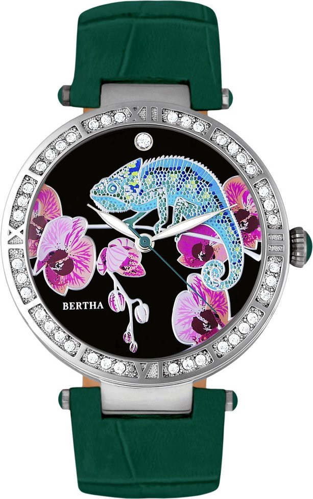 Bertha Camilla Perlmutt-Lederarmbanduhr