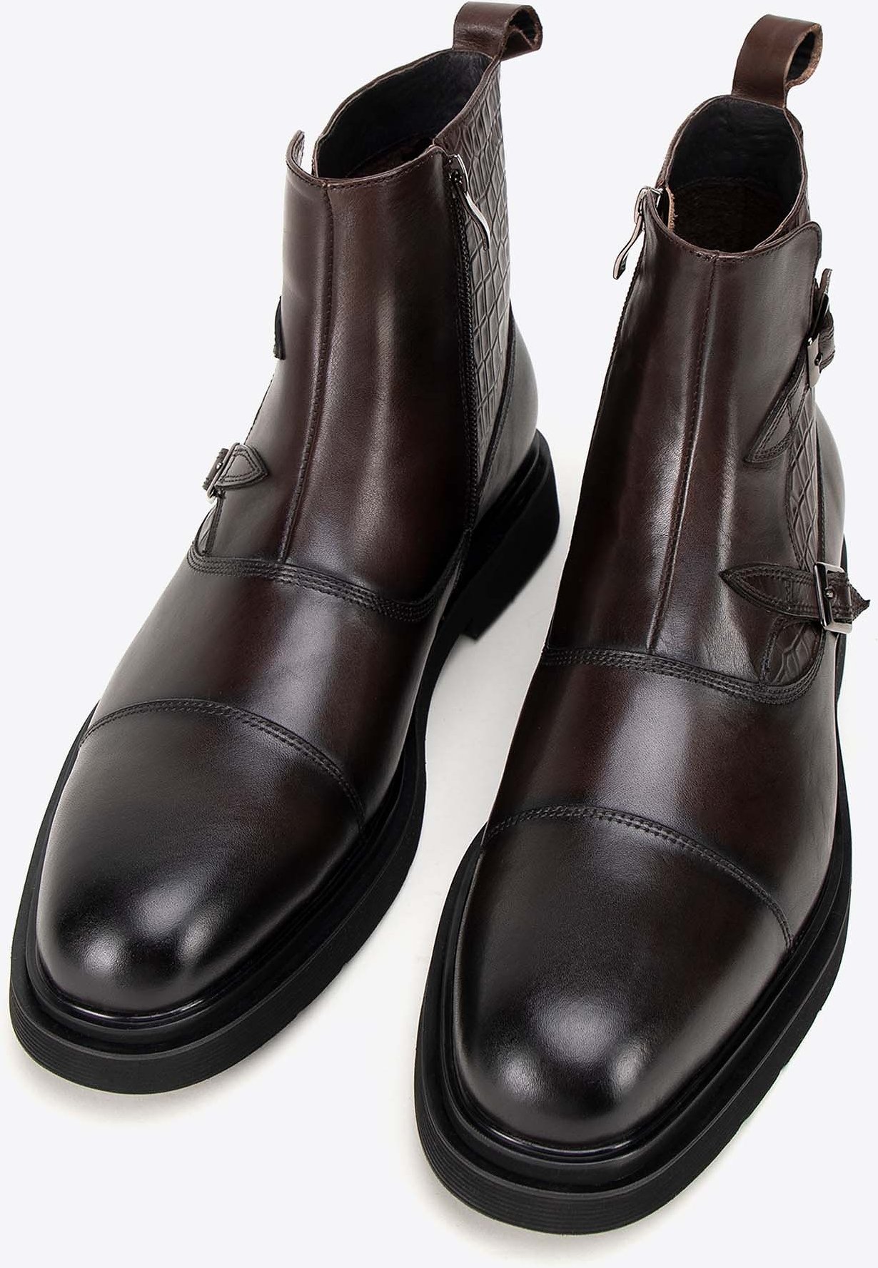 Wittchen Herren-Chelsea-Boots aus Leder mit Krokodilleder-Einsätzen, Braun