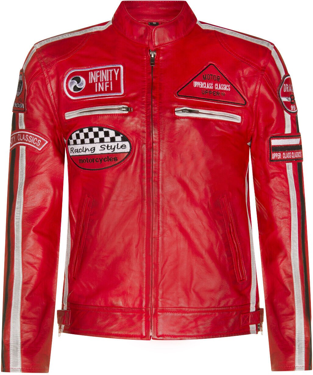 Leder-Racing-Biker-Motorradjacke mit Reißverschluss