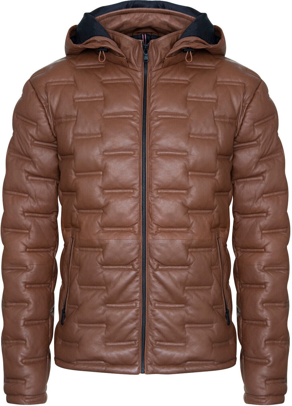 Herren Kapuzen-Puffer Stepp Bomberlederjacke - Belem