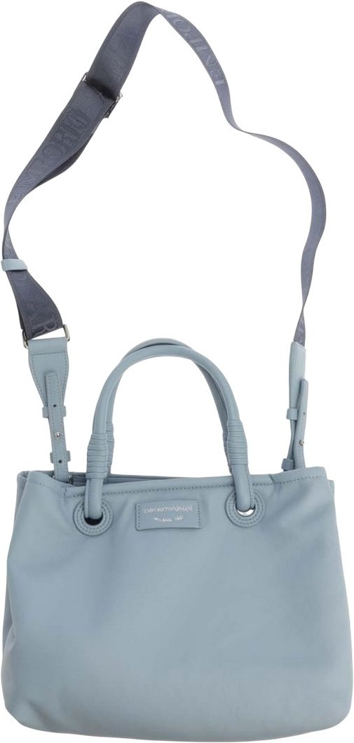 Emporio Armani Logo Kunstfell gefütterte Shopper-Tasche (Blau)