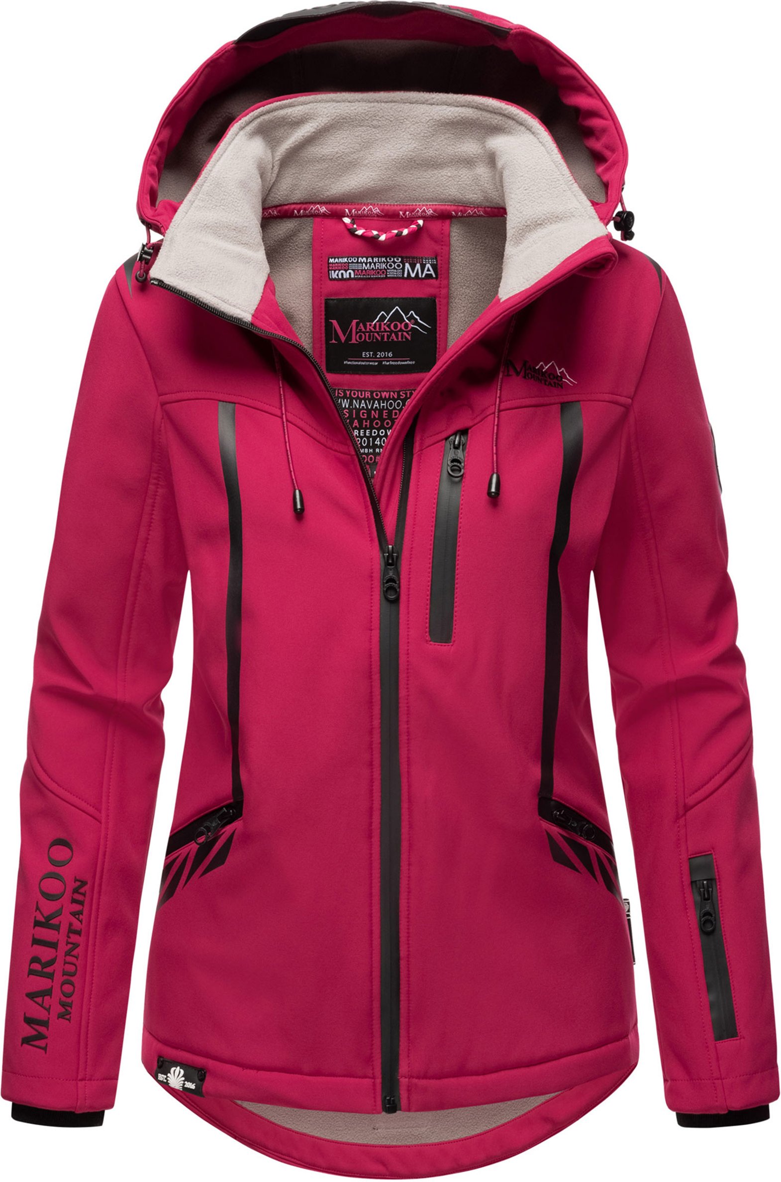 Marikoo Damen Softshelljacke – Mount-Cho-Oyu mit abnehmbarer Kapuze