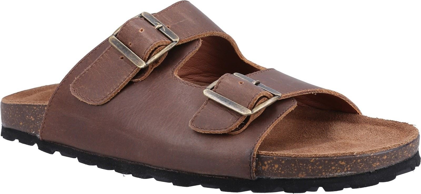 Hush Puppies Nash Slider Leder Herren Braun Sandalen