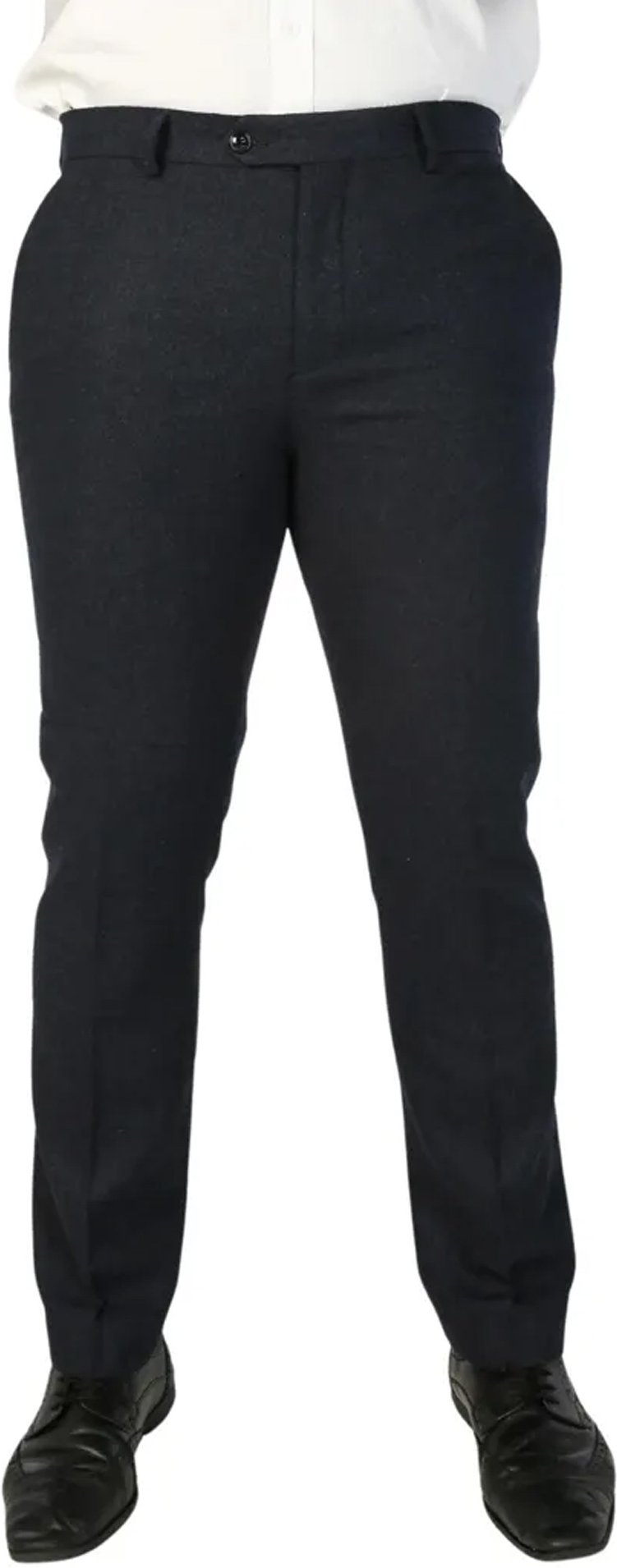 Thumbnail - Marineblaue Herrenhose aus Wollmischung und Tweed