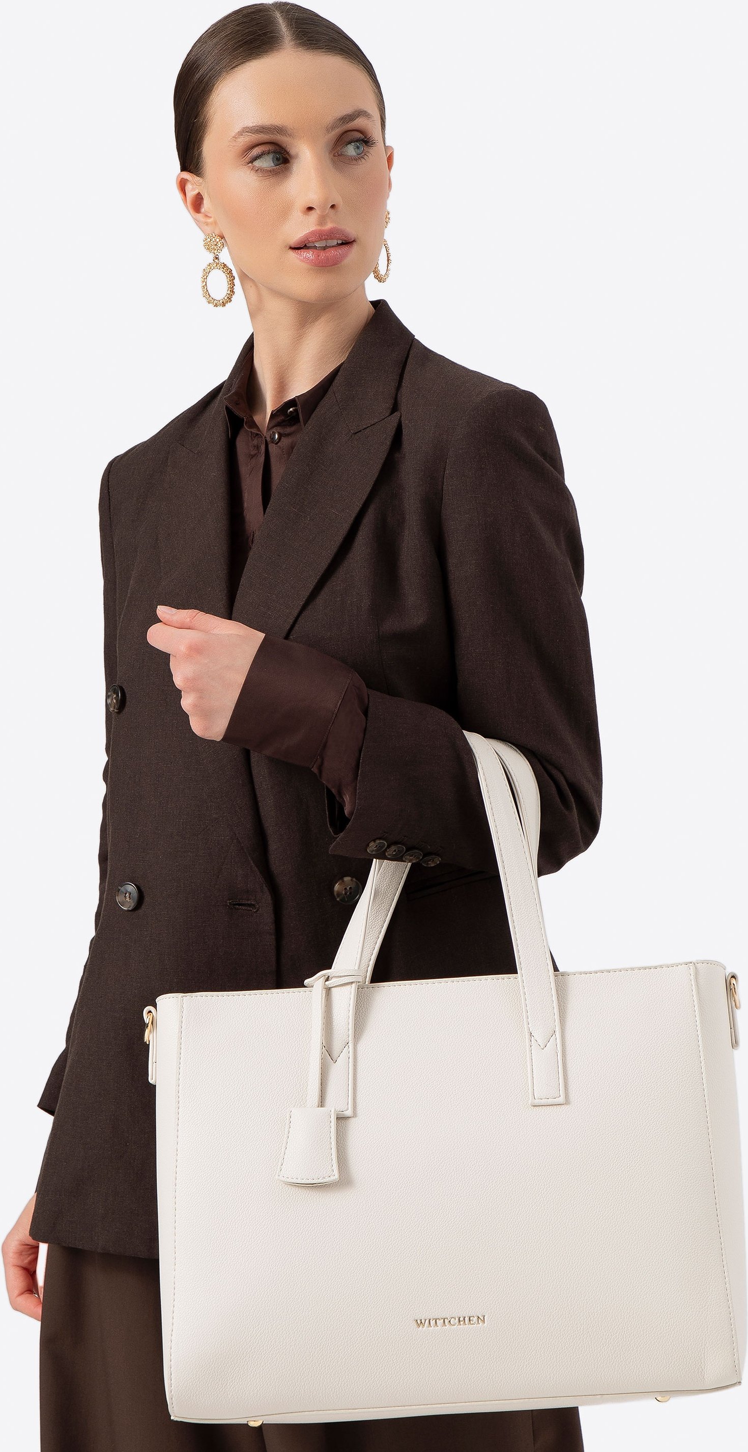 Wittchen Damen-Laptoptasche, 16 Zoll, Kunstleder, Creme, Öko-Leder