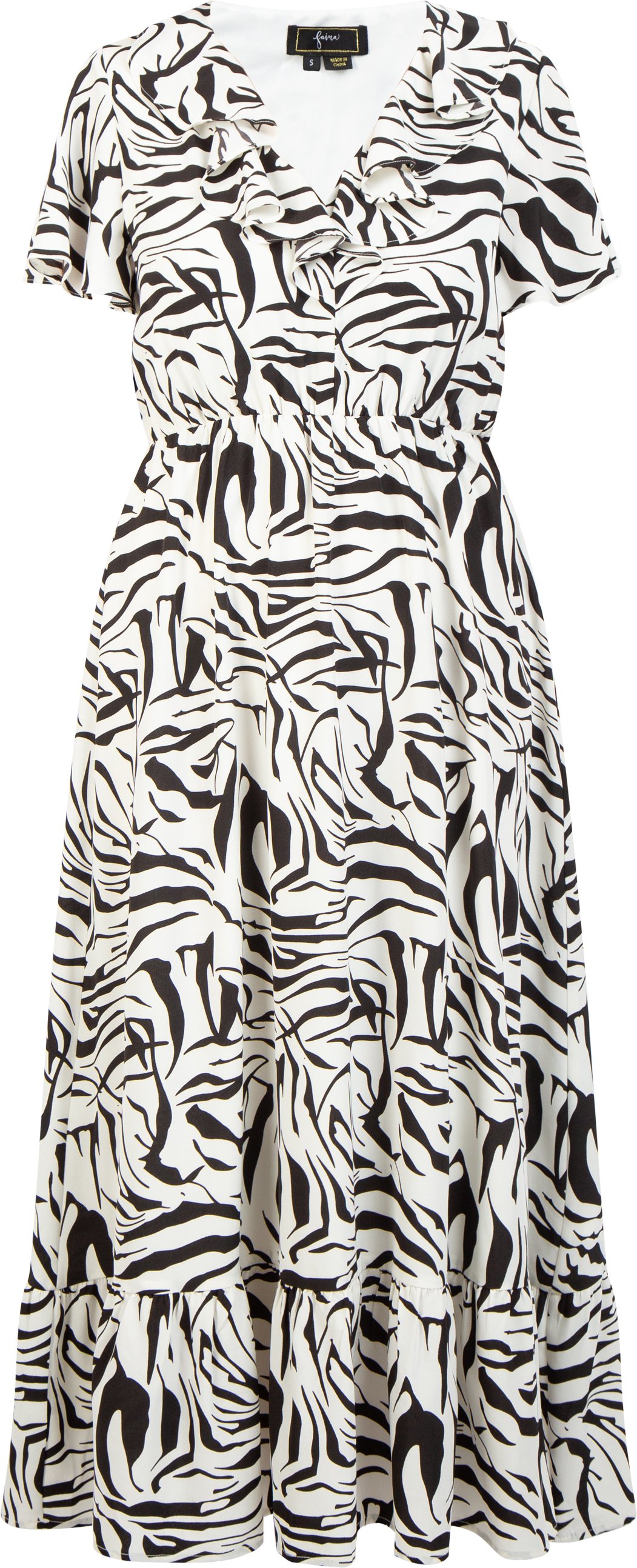 Faina Kleid - Zebraprint Damen weiss schwarz