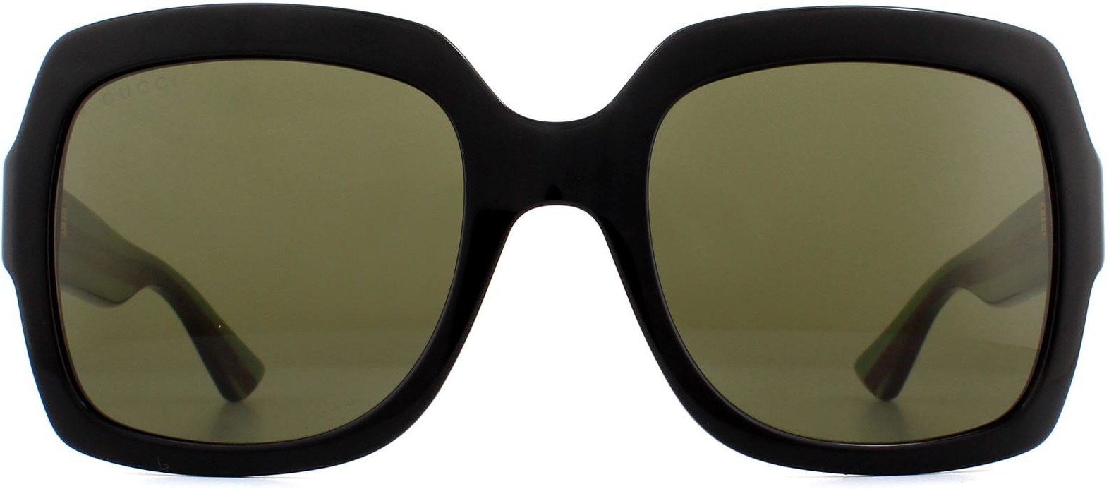 Gucci Square Womens schwarz grün Glitter und rot grün Sonnenbrille GG0036SN