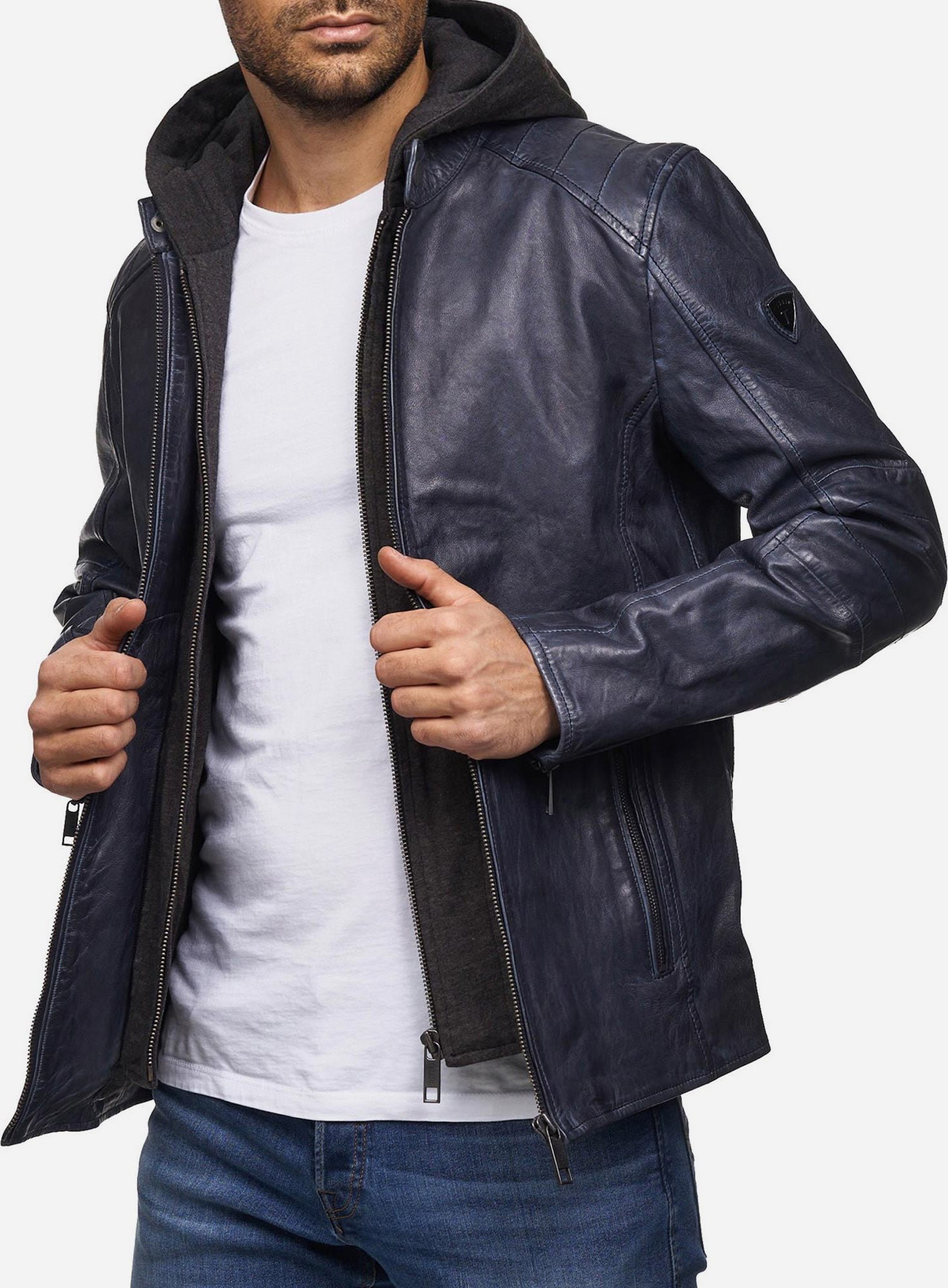 Thumbnail - Tazzio Herren Lederjacke Two-in-One Style
