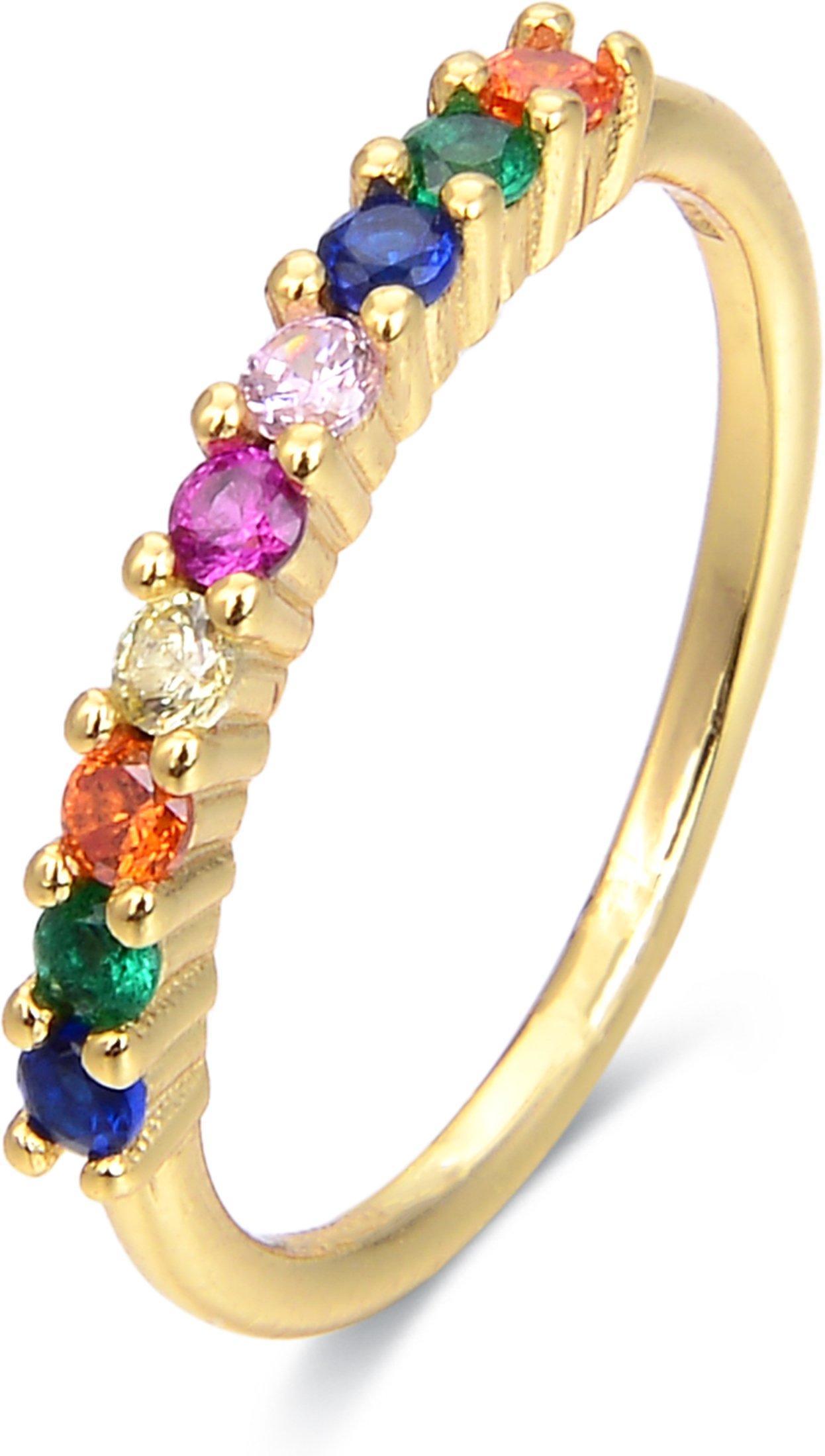 Ring aus 925er Sterlingsilber und mehrfarbigen Zirkonen mit 18 Karat Gelbgoldplattierung