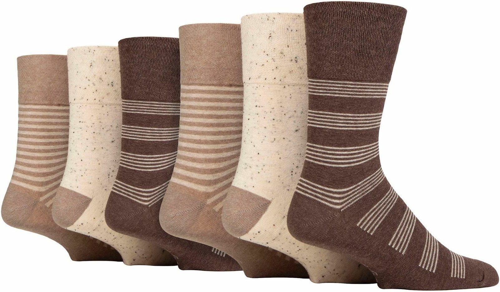 6er Pack Herren Baumwollsocken mit nicht-elastischem, quadratischem Muster für schlechte Durchblutung
