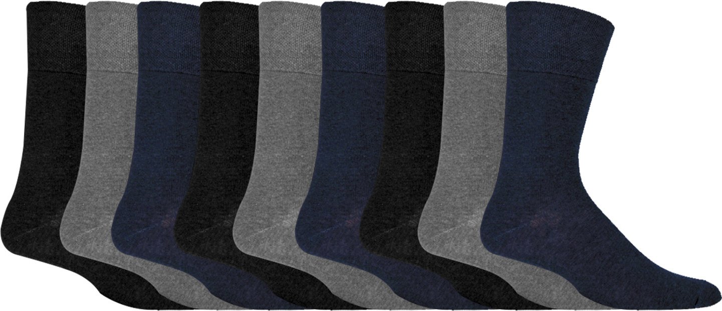 Gentle Grip - 9 Paar nicht elastische Socken aus weicher Baumwolle für Herren - BNG