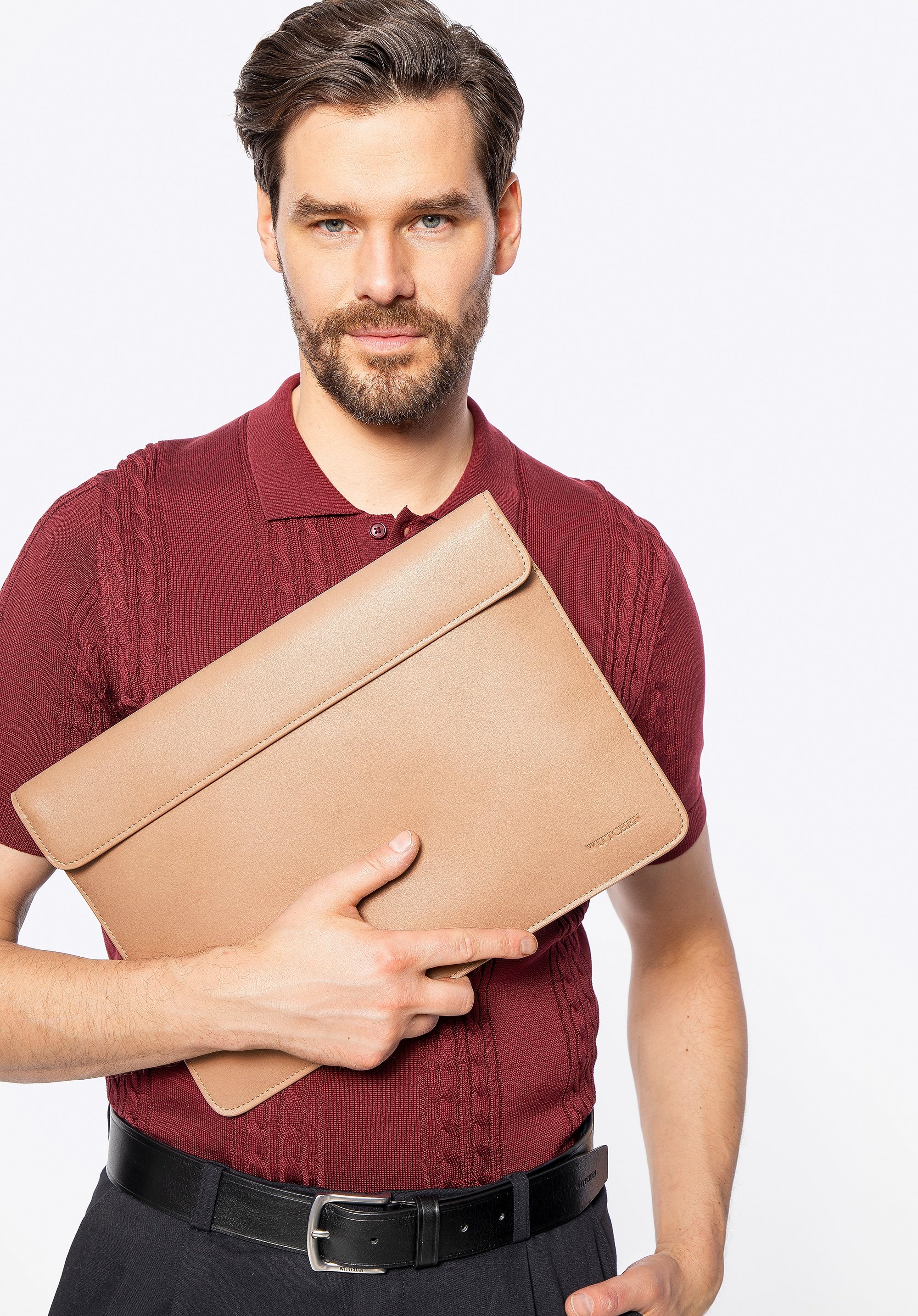 Wittchen Herren-Laptoptasche (13 Zoll) aus Kunstleder, Beige