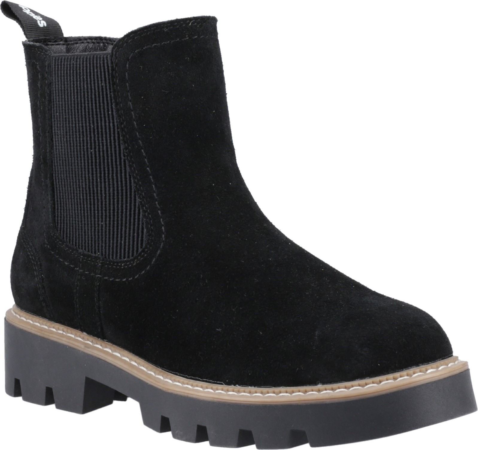 Thumbnail - Hush Puppies Aofie Wildleder Damen Schwarze Flache Chelsea Boots