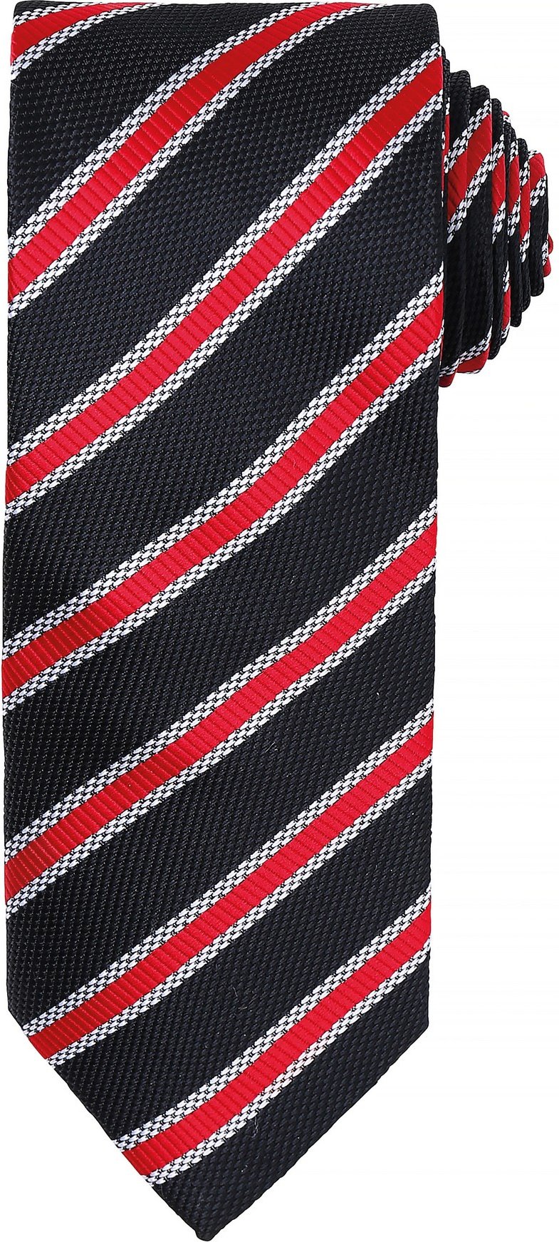 Premier Mens Waffle Stripe Formal Business Tie (Schwarz/Rot)