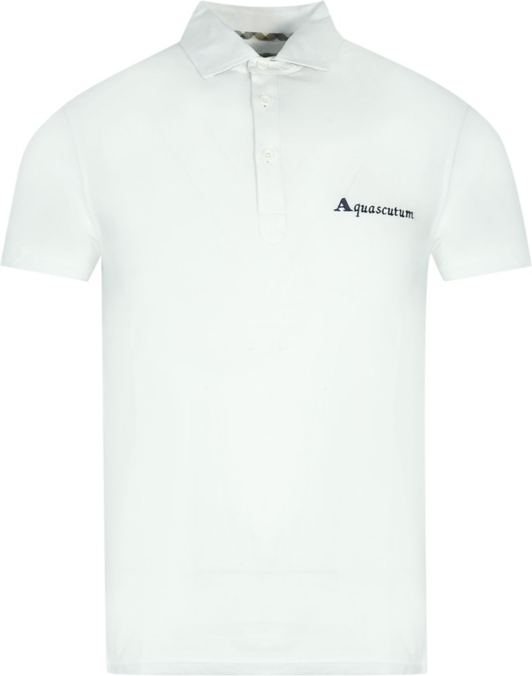Aquascutum Signatur Logo Weißes Poloshirt