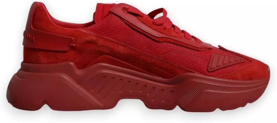 Dolce & Gabbana Rote Leder Daymaster Low Top Sneakers Schuhe