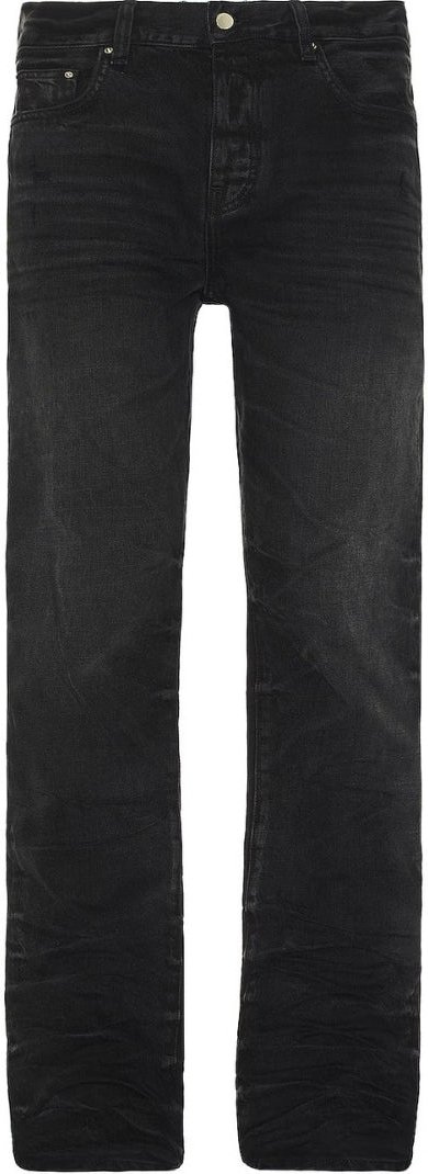 Amiri Stack Straight Fit verblasste schwarze Jeans