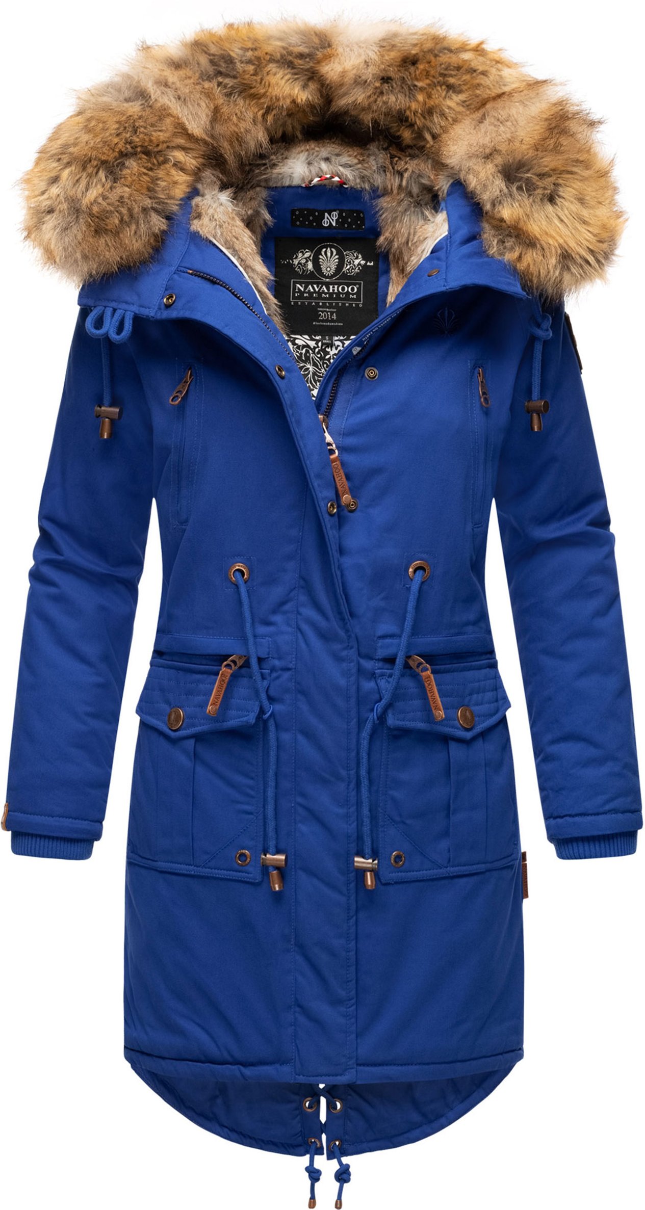 Navahoo Damen Winterjacke Rosinchen – Klassischer Parka mit Abnehmbarem Kunstfellkragen